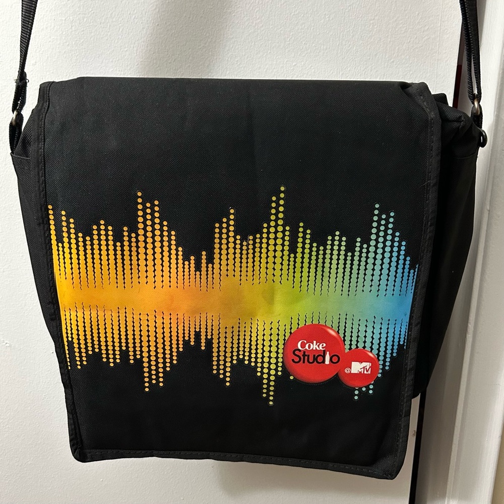 Coke Studio @MTV Black Messenger Bag with Colorful Music Wave Design